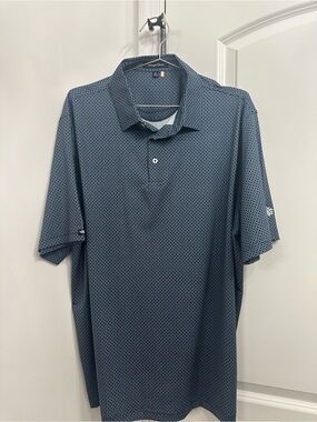 Straight Down Men's Navy Geometric Performance Polo. Size XL